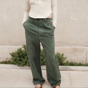 NWOT Zara The Barrel Fit Pants in Blue Green Olive Khakis Size XS